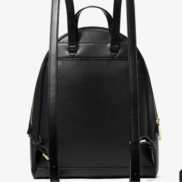 Michael Kors Rhea Medium Pebble Leather Backpack Bag Black - Picture 5 of 7